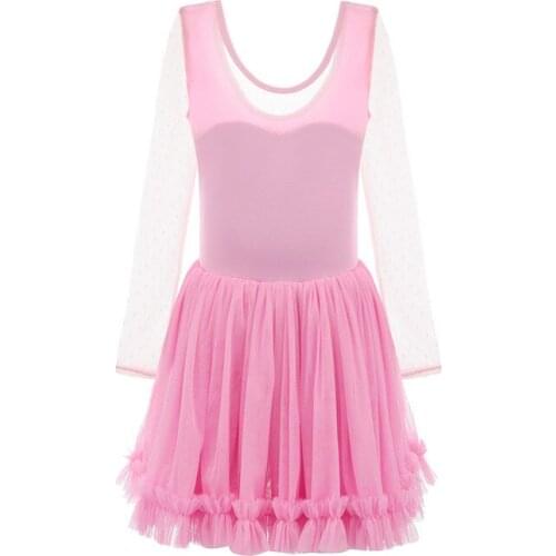 New Childs Ballet Dress Latin Dance Practice Dress Professional Ballet Clothes Long-Sleeved Dance Dress Girls' Stage Costumes
