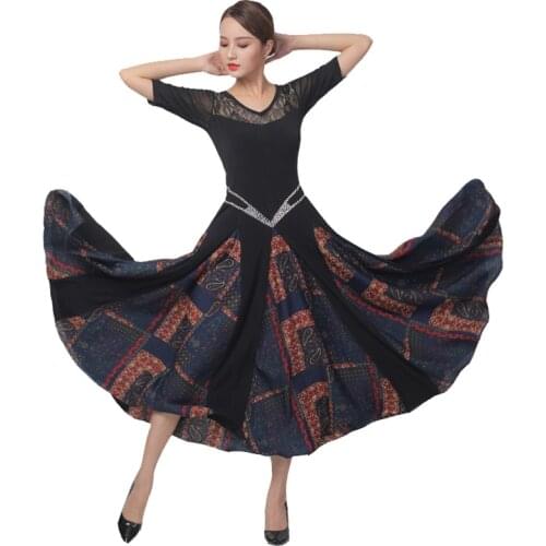 New national standard dance dress modern dance long dress big Waltz social dance middle-aged and old dance skirt female