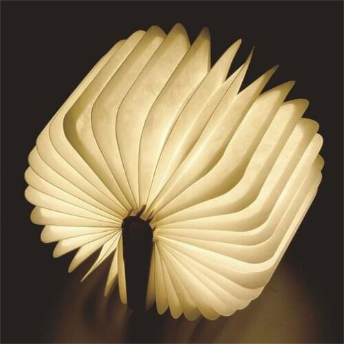 New wood grain book light creative gift page turning folding rechargeable led book light custom wood book light night light