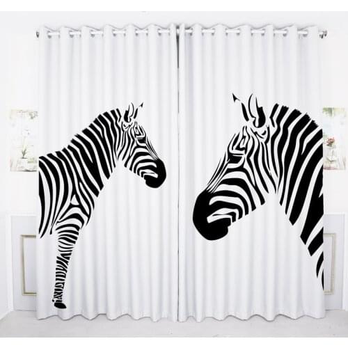 Custom Window Curtains for Living Room Bedroom Nursery Kids Children Room Window Tulle Sheer Drapes Zebra White Black