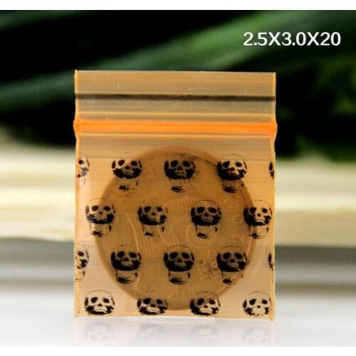 2.5x3cm Black Skull Shape Small Reclosable Plastic Clear Poly Bag For Jewelry 500pcs/lot Ziplock Bag Zip Lock Self Sealing Z030
