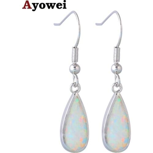 Summer Style White Fire Opal Silver Stamped Health Nickel Lead Free Dangle Earrings Fashion Jewelry Opal Jewelry OE573A