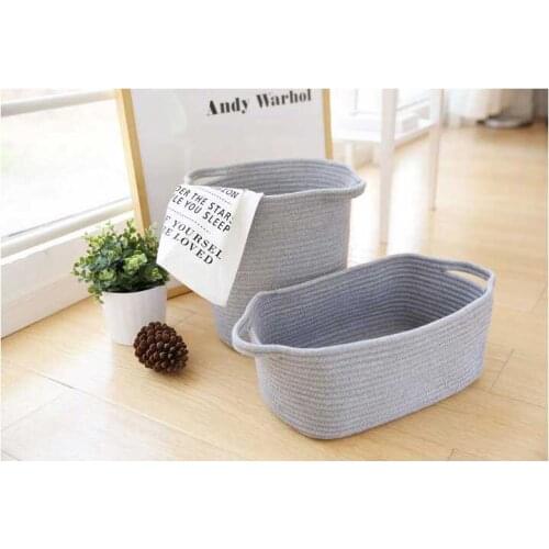 Grey Storage Basket with handle Clothes Storage Laundry Basket Sundries Organizer Toy Home basket storage