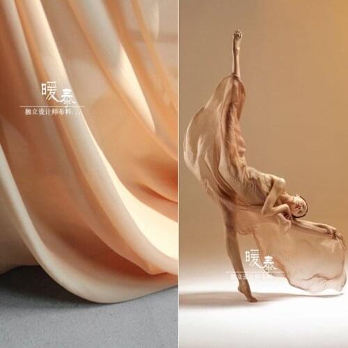 Wheat Color Chiffon Fabric Smooth Anti Wrinkle DIY Patchwork Decor Stage Clothes Shirt Skirt Dress Designer Fabric