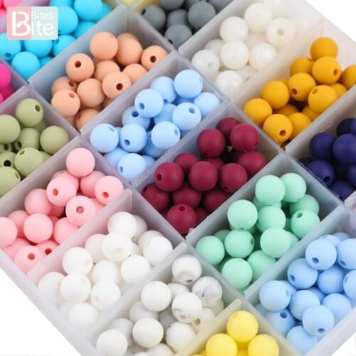Bite Bites 30Pcs 9mm Silicone Beads Round Baby Teether Eco-friendly BPA Free Baby Teething Pacifier Chain Bead Silicone Rodents