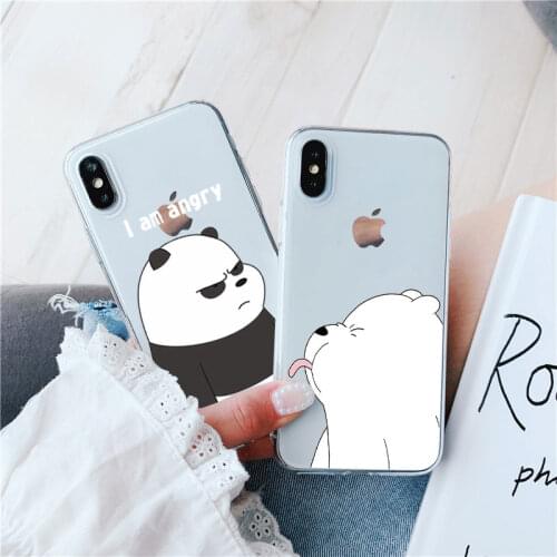 Cute three little bears Transparent phone case for iPhone 12 mini 11 Pro X XR XS Max 6 7 8 plus 5 se2020 Cartoons Silicone shell