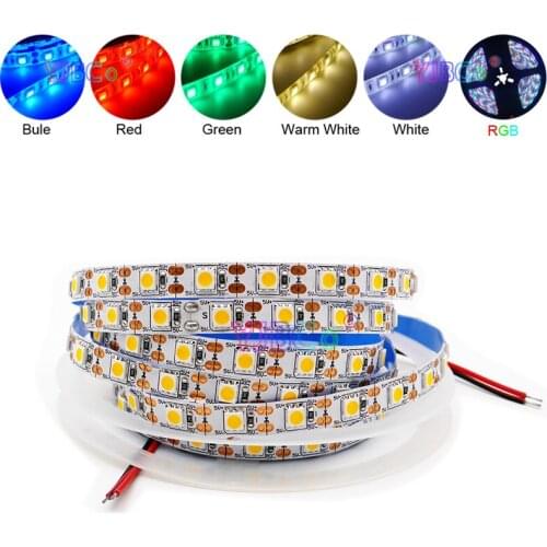 DC 5V 5M 60 LEDs/m LED Strip Light White/Warm White/Red/Green/Blue/RGB SMD 5050 Lamp tape 10mm for Christmas desk Decor Lighting