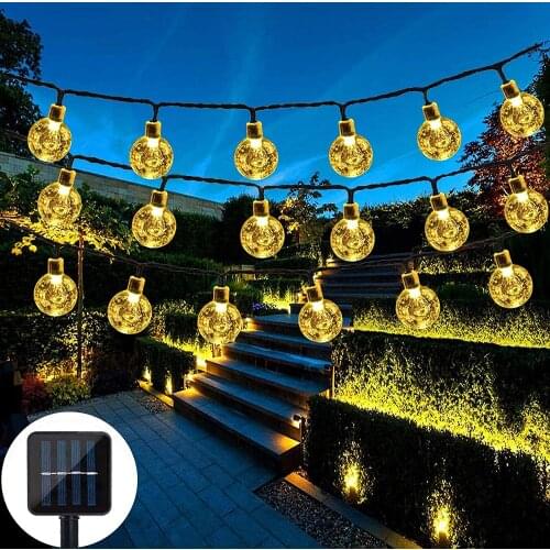 50 LEDs 9.5m Crystal Ball Solar Light Outdoor IP65 Waterproof String Fairy Lamps Solar Garden Garlands Christmas Wedding Decor