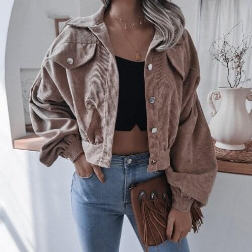 Corduroy Woman Coat and Jacket Long Sleeve Spring Autumn Streetwear Cloth Female Coat Korean Coats Women