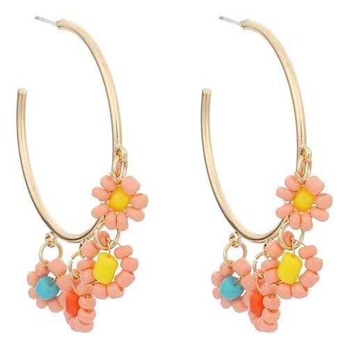 Vintage Red Acrylic Flowers Big Earrings Women 2020 New Geometric Drop Dangle Jewelry Christmas Gifts