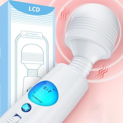 Magic Wand AV Vibrator LCD Display USB Charging 8 Frequency Vibration Stepless Speed Change Women Sex Clit Clitoral Masturbator