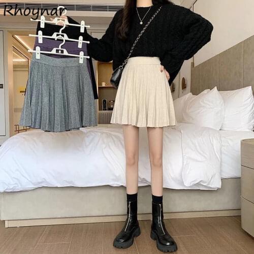 Skirts Women 4 Colors All-match Simple Solid Summer Female Clothing Harajuku Ins Empire Elastic Waist Pleated Girl Cute New Chic