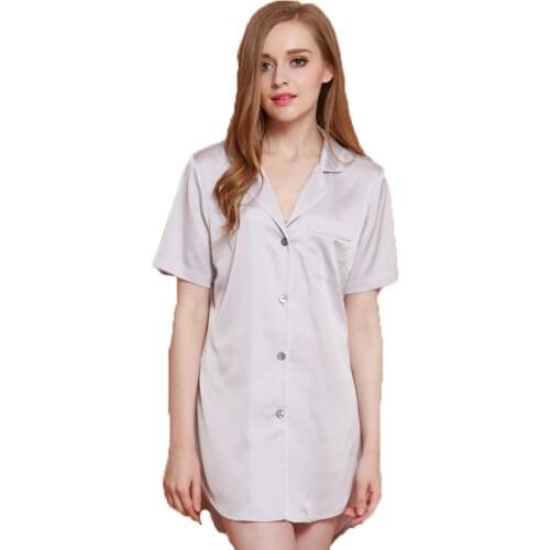 Womens Sleep Tops Free Shipping 2016 New Design Female Nightwear Wholesale Price Silk Satin Ladies Short Sleeve Sleepwear Hot