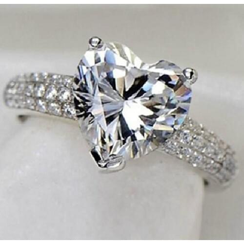 Top Selling Drop Shipping Luxury Jewelry 925 Sterling Silver White Clear 5A Cubic Zirconia Pear CZ Party Heart Rings For Women