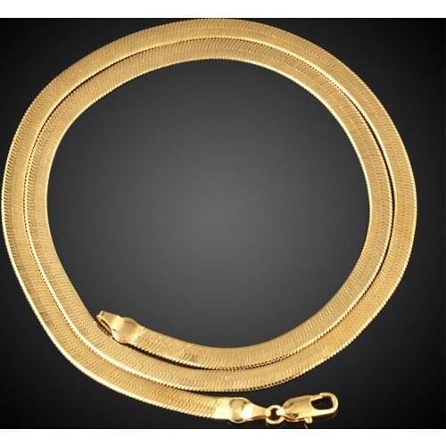 Gold Chain Chunky Necklace Gold Colour 6MM 60cm Fashion Snake Chain Necklace Mens Boys Wholesale Jewelry