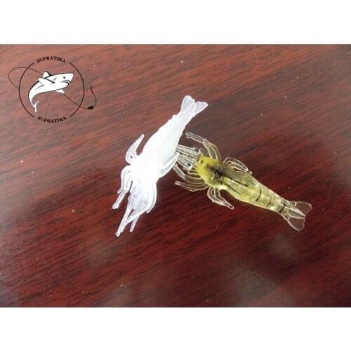 10Pcs 1.3g/5cm Soft Shrimp Lure Worm For Fishing Bait Artificial Sharp Crankbait Lures Silicone Shone Prawn Bait