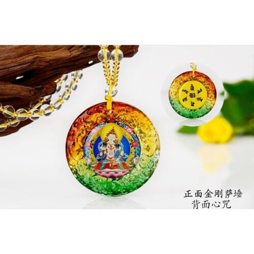 2PCS # Wholesale Buddhist supplies Greco-Buddhist pocket travel efficacious talisman Vajrasattva Buddha Crystal Pendant Amulet