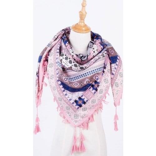 2019 New Fashion Winter Women Scarf For Women Triangle Scarves Female Geometric Tassel Scarf Women Printed Wraps Winter Shawls