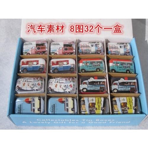 32pcs/box Truck design Tin Box Metal Coin Saver Small Jewerly Case Pill case 16 designs Chocolate Gift Box