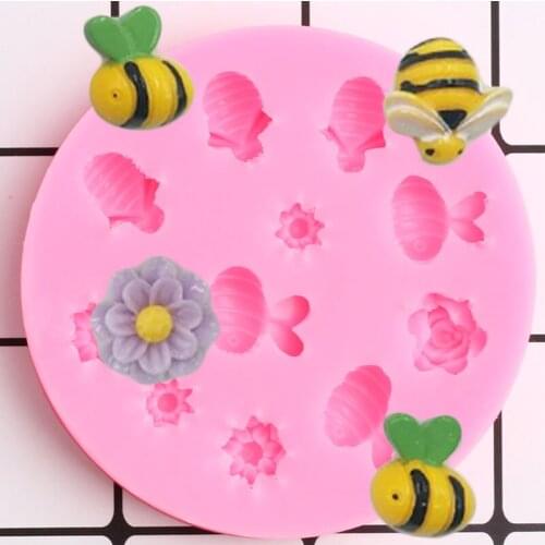 3D Bee Flower Silicone Molds Chocolate Fondant Molds DIY Party Cake Decorating Tools Cupcake Topper Candy Polymer Clay Mould