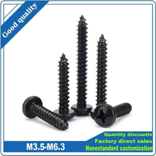 5/50pc M3.5 M3.9 M4.2 M5 M5.5 M6.3 Black 304 A2-70 Stainless Steel Cross Phillips Pan Round Head Self Tapping Wood Working Screw