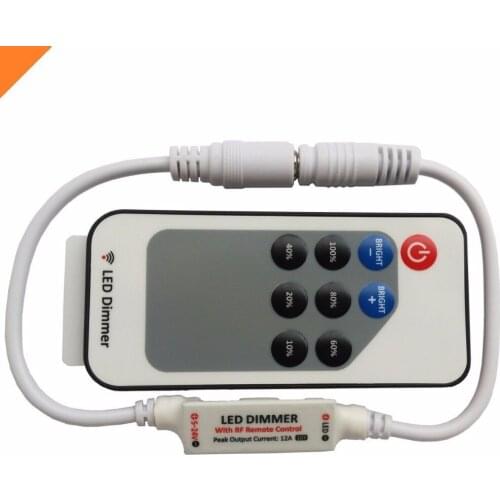 50pcs fast shippin LED MINI 9Keys RF controller single color dimmer with DC connector 5-24V 12A for LED Single color strip light