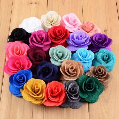50pcs/lot 6cm Artificial Fabric Rose Flowers Skirt Flowers Headband Kids Clothes Shoes Ornaments Decoration Garment Accessories
