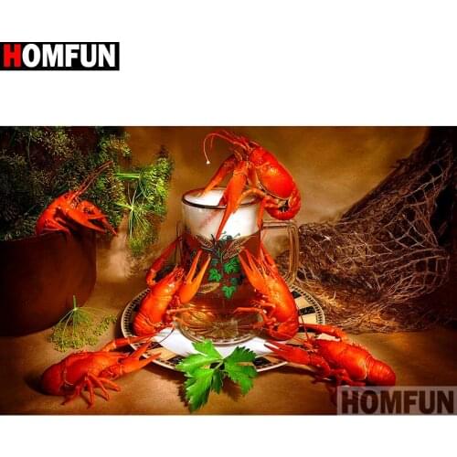 HOMFUN Full Square/Round Drill 5D DIY Diamond Painting "Lobster landscape" Embroidery Cross Stitch 5D Home Decor A14233