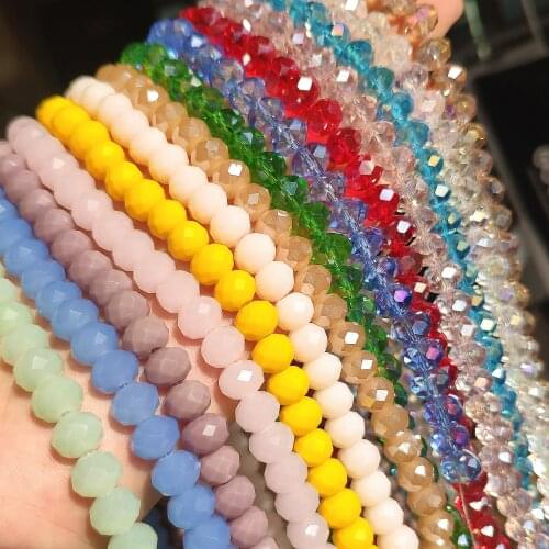 3/4/6/8mm Multicolor Glass Beads Faceted Austria Crystal Rondelle Loose Spacer Beads for Jewelry Making Diy Bracelet