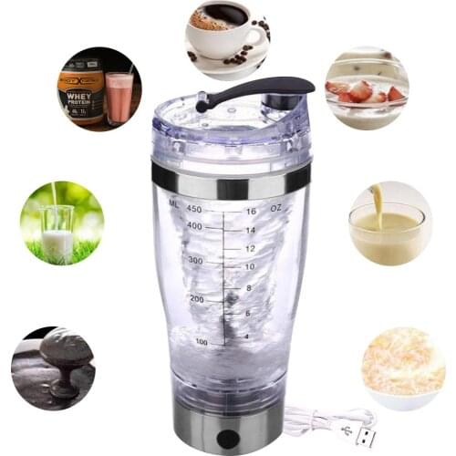 2019 450ML Electric Protein Shaker USB Shaker Bottles Milk Coffee Blender Water Bottle Movement Vortex Tornado Smart Mixer