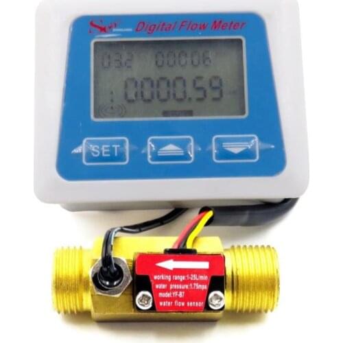 Electronic water meter Hall flowmeter Digital LCD display flow meter with temperature G1/2 flow sensor digital flowmeter