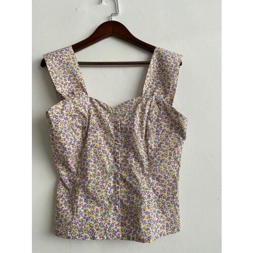 Elfbop Ladies Floral Printed Tops Features Back With Elastic Folds - Women 2020 New Stylish Strap Vest Top