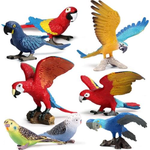 Action Figures Classic Bird Animal Flamingos Parrot Sea Mew Peacock Owl Ostrich Model Solid PVC Miniature Education Toy Kid Gift