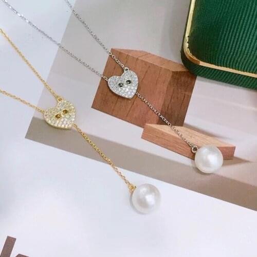 Heart Style 925 Sterling Silver Necklace Set Findings Jewelry Settings Mountings Parts for Akoya Edison Pearls, Coral, Jade