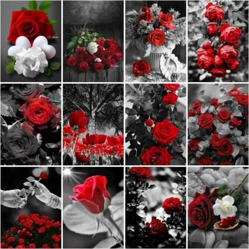Winter flowers full square diamond painting red rose mosaic art picture embroidery cross stitch stones picture puzzle wall decor