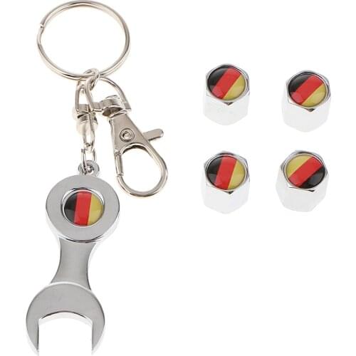 Car Wheel Tire Tyre Valve Stems Caps Air Cover +Wrench Keychain For BMW