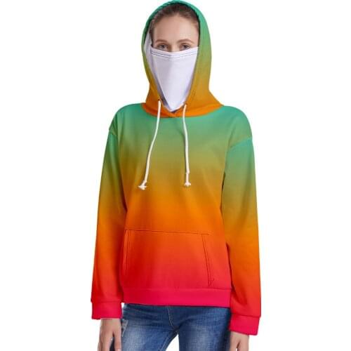 Beautiful Gradient Personalized 3D Digital Color Printing Hooded Sweater with Headscarf Set for Men Women Spring Autumn Hoodies