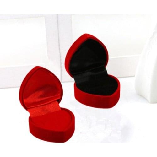 Red Heart Shape Velvet Ring Box Engagement Wedding Jewelry Box Earring Organiser Gift Box Holder For Lover Jewellery