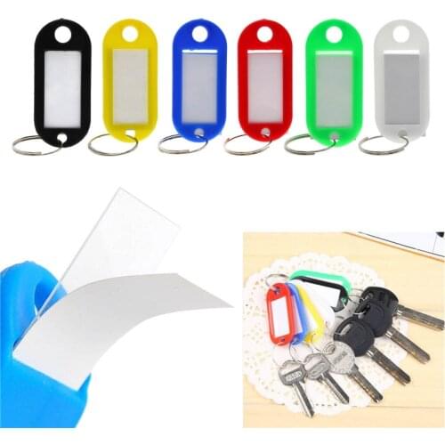 10pc Mini Blank Key Ring ID Tags Name Card Language Label Fob Keychain Rings Tag