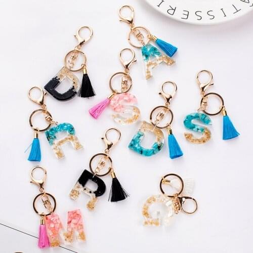 Fashion Creative Acrylic Initials Letter Pendant Temperament Key Chain Handbag Charms for Woman Car Key Ring Simple Party Gift