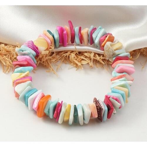 Trendy Boho Stone Bracelet Bangle Womens Bohemia Broken Shells Irregular Stretch Color Gravel Bracelet Bangle Jewelry for Girls