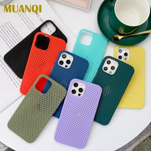 Soft TPU Plain Color Case For iPhone 12 11 11Pro Max XR XS Max X 8 7 6S Plus SE 2 11Pro Heat Dissipation Breathable Cooling Case