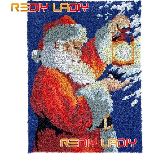 Latch Hook Rug Kits Santa Clause Plush Wall Tapestry DIY Carpet Rug Thick Yarn Arts Cushion Crochet Floor Mat Home Decor Giftss