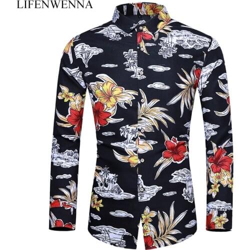 New Autumn Mens Floral Shirts Casual Button Down Long Sleeve Hawaiian Shirt Big Size 6XL 7XL Fashion Printed Business Shirts