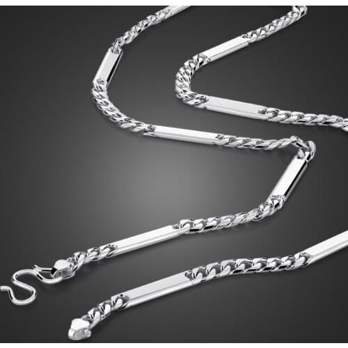 Punk Man 100% 925 Sterling Silve Necklace Men & Boy Simple Cuban Chain Choker Woman Personality Jewelry Gift