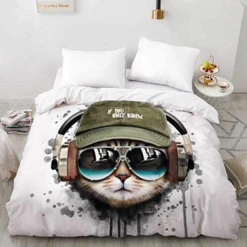 3D Duvet cover Quilt/Blanket/Comfortable Case Luxury Bedding 135 140x200 150x200 220x240 200x220 for Home animal Cat Hat