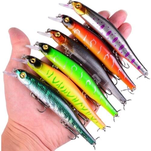 8pcs Fishing Lure Minnow 12.5cm/17.7g Topwater Artificial Bait 3D Eyes Plastic Wobblers Tackle Pesca Far-casting Magnet System