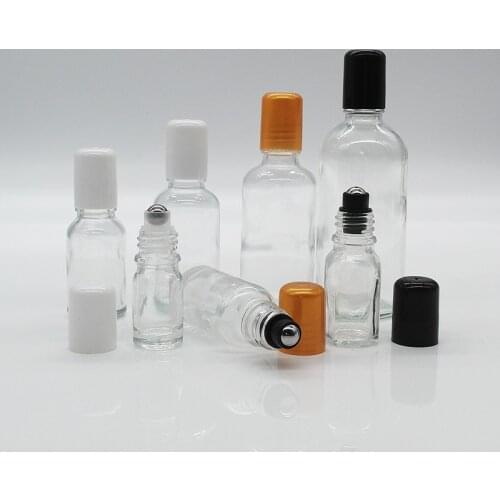 5ml Clear Roll On Glass Bottle Portable 10cc Essential Oil Empty Perfume Container With Metal Roller Ball For Travel F027