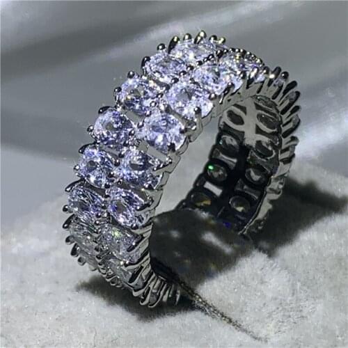 Luxury Female White Oval Zircon Ring 925 Sterling Silver Bridal Engagement Ring Vintage Wedding Band Rings For Women