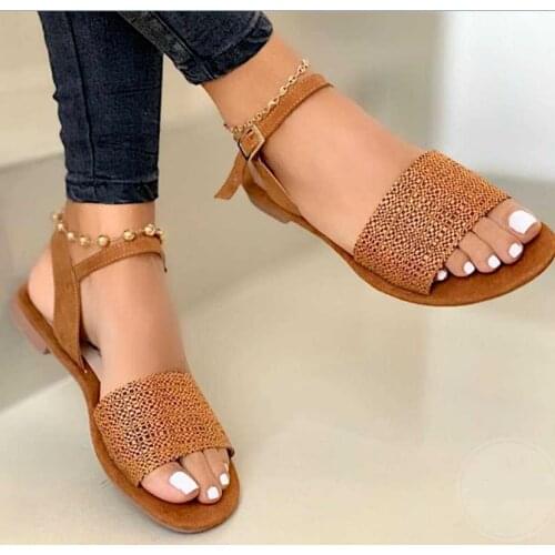 Fashion Sandalias Plus Size Casual Shoes Flat Sandals One-strap Light Flats Women Summer Woman Mujer Sapato Feminino